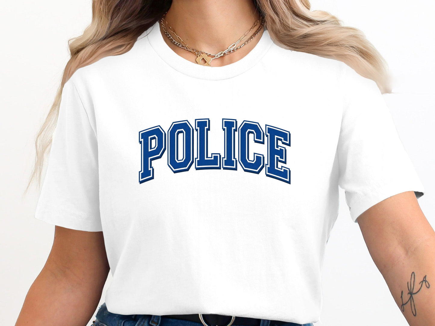 Classic Blue Police Varsity T-Shirt - Police Dept Tee