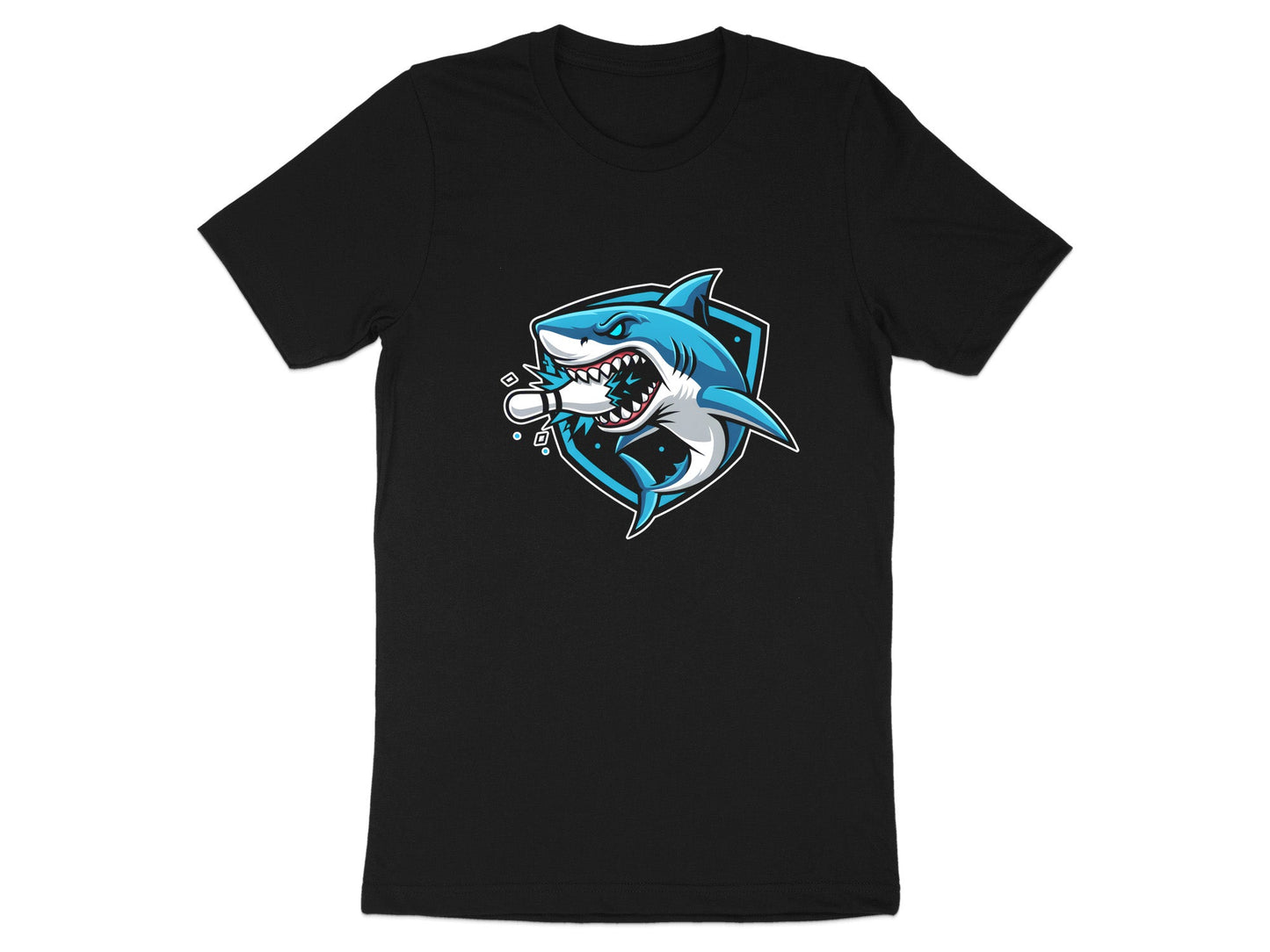 Shark Strike Bowling Pin Mascot T-Shirt