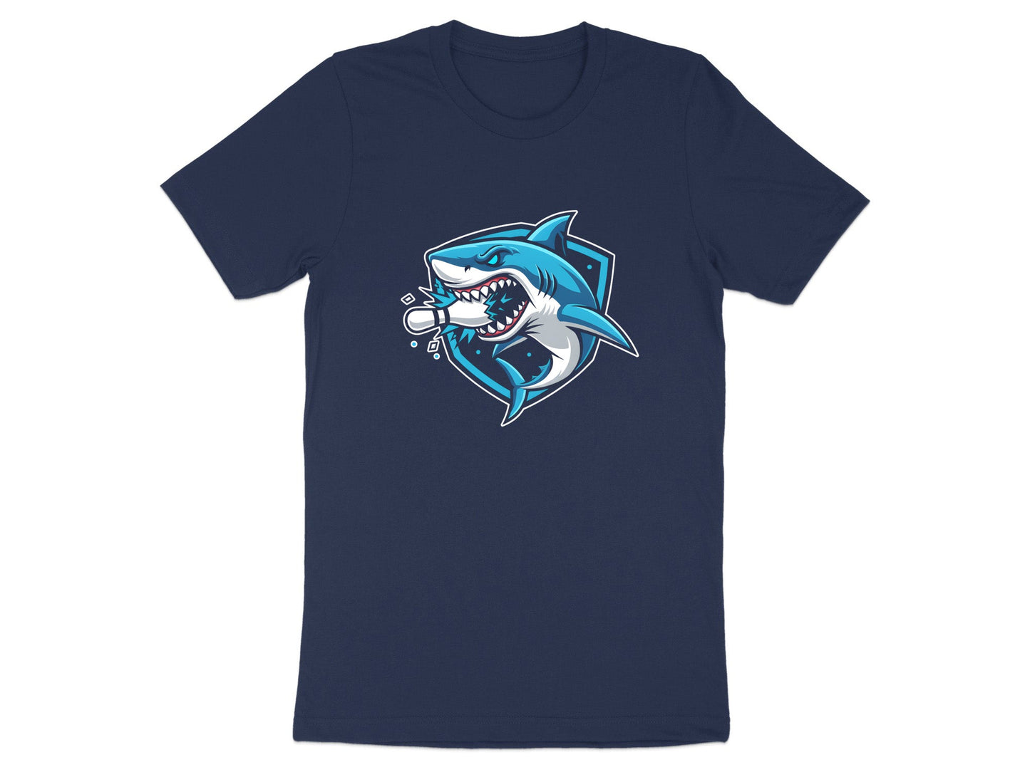 Shark Strike Bowling Pin Mascot T-Shirt