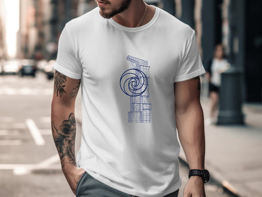Modern Skyscraper Wireframe T-Shirt - Civil Engineering Graphic Tee