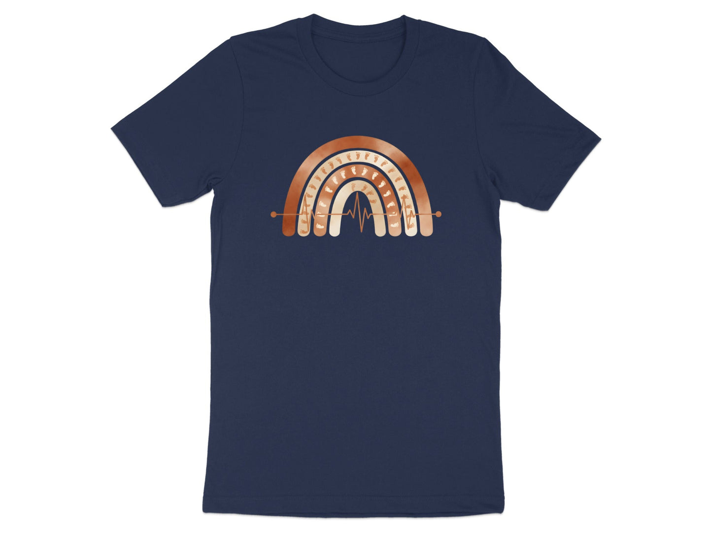 Boho Rainbow Heartbeat T-Shirt - Nurse & Midwife Graphic Tee