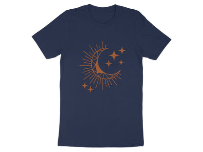 Geometric Crescent Moon Tee – Boho Terracotta Star T-Shirt