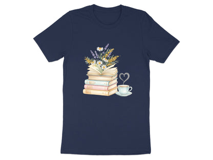 Floral Book Stack and Coffee Heart T-Shirt