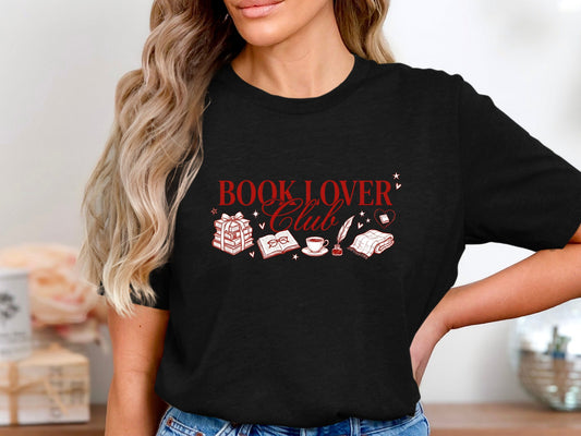 Book Lover Club Red Aesthetic Graphic Tee
