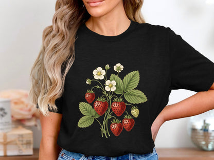 Vintage Botanical Strawberry Bush Graphic T-Shirt