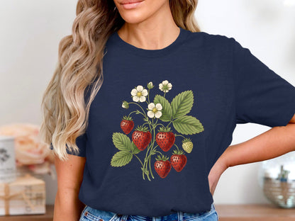 Vintage Botanical Strawberry Bush Graphic T-Shirt