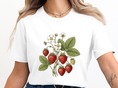 Vintage Botanical Strawberry Bush Graphic T-Shirt