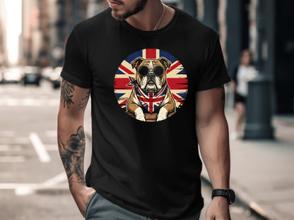 Cool British Bulldog Sunglasses T-Shirt - Retro Style