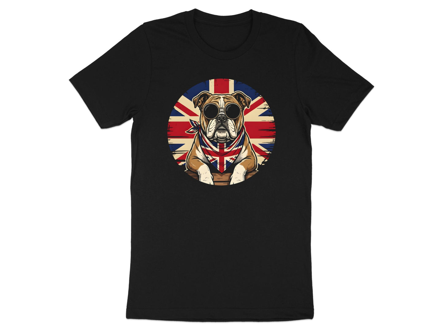 Cool British Bulldog Sunglasses T-Shirt - Retro Style