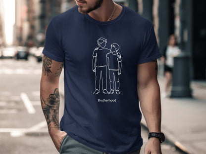 Minimalist Brotherhood Continuous Line Art Tee