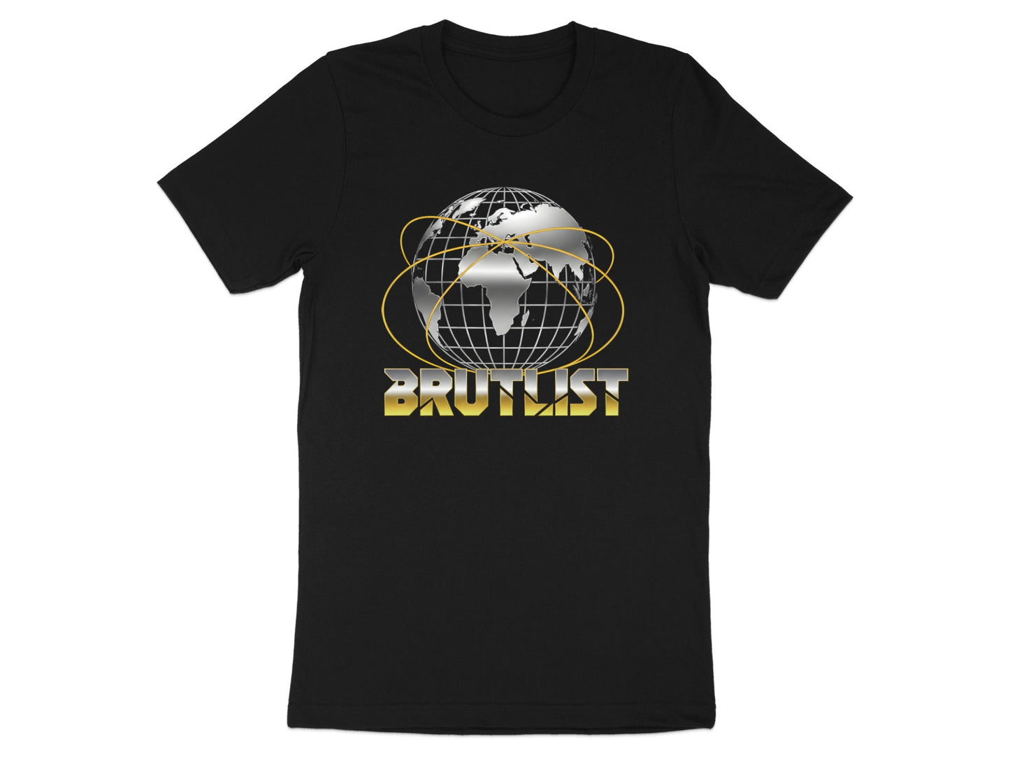 Brutlist Global Tech Logo T-Shirt - Retro Chrome Graphic Tee