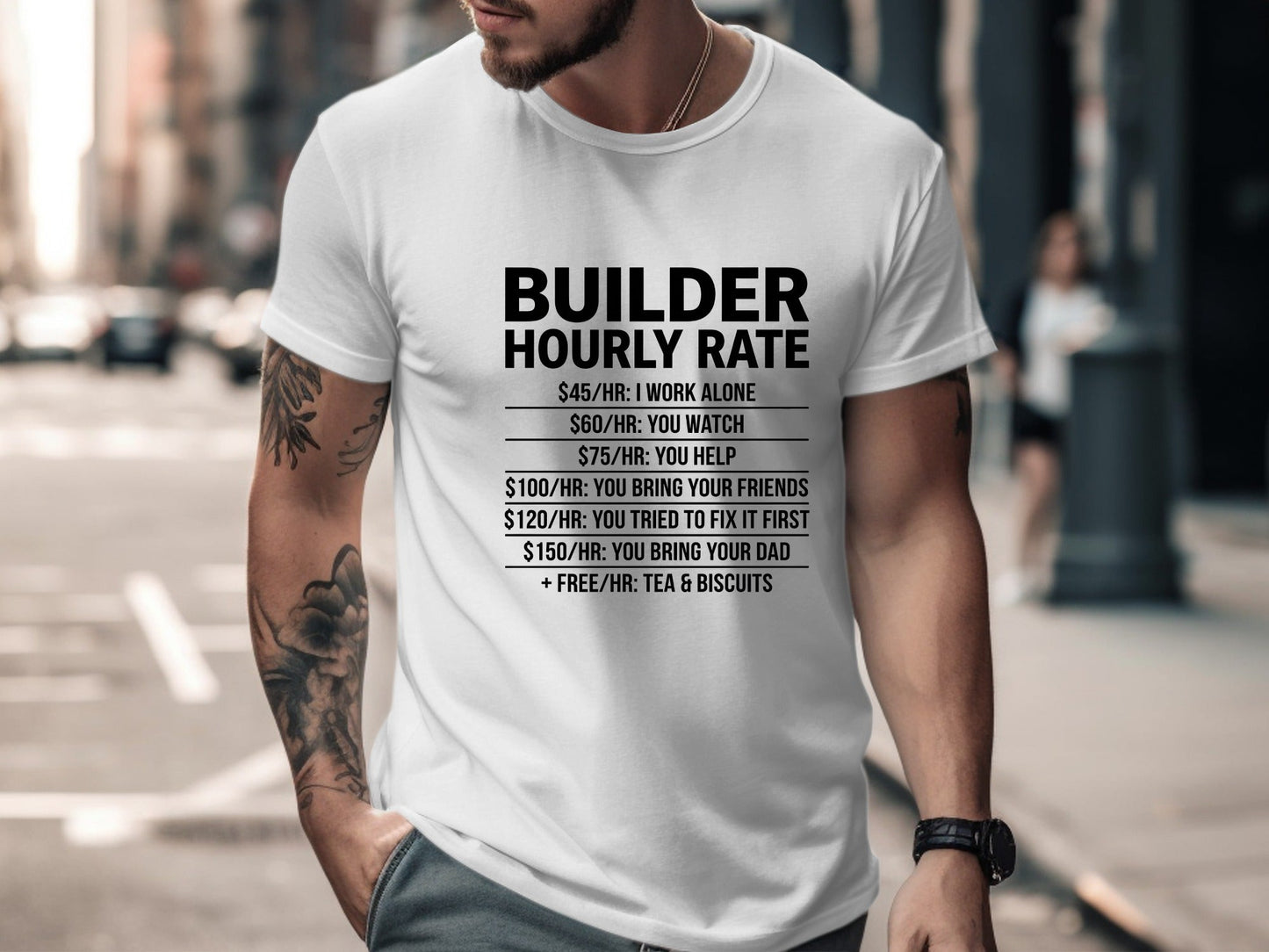 Builder Hourly Rate Funny T-Shirt - Tradie Price List Tee