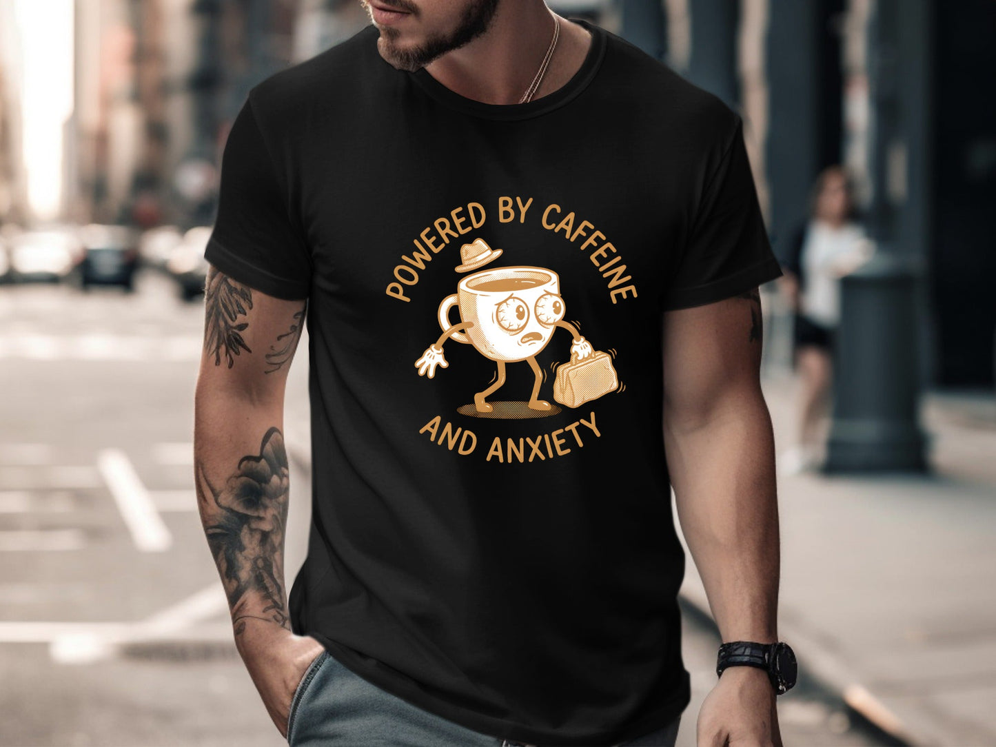 Fuelled by Caffeine and Anxiety T-Shirt - Marketer Lifestyle Tee