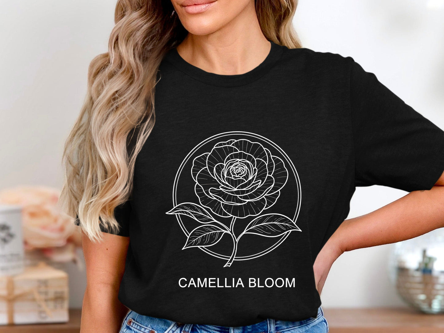 Camellia Bloom Geometric Circle Tee
