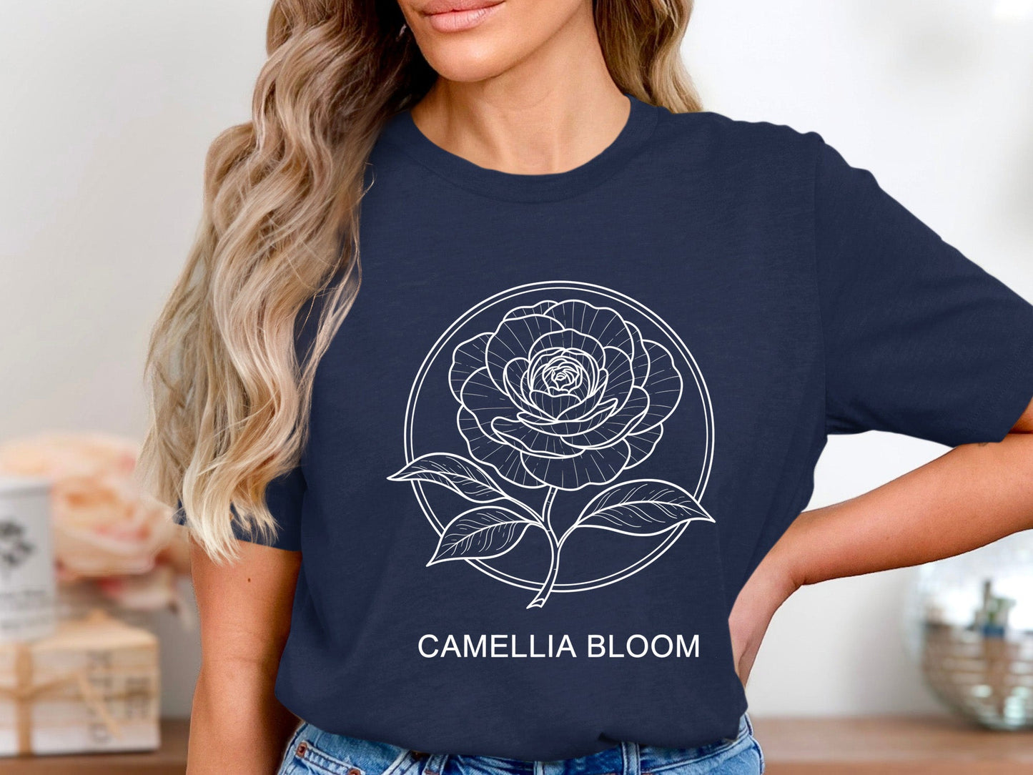 Camellia Bloom Geometric Circle Tee