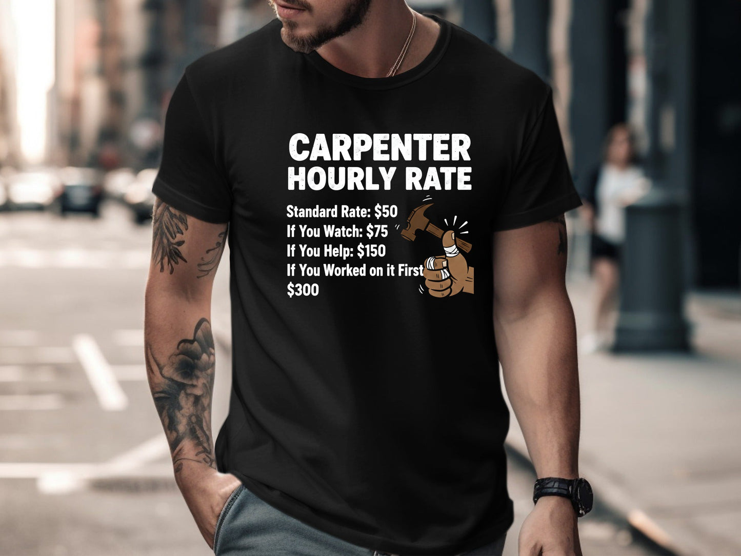 Carpenter Hourly Rate Funny T-Shirt - Sarcastic Tradie Tee