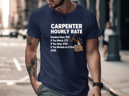 Carpenter Hourly Rate Funny T-Shirt - Sarcastic Tradie Tee