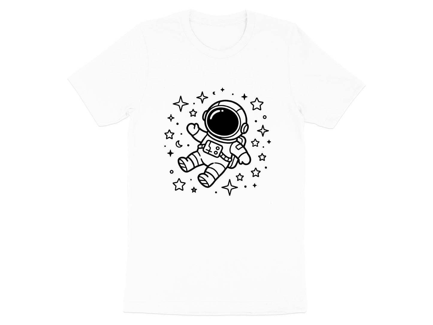 Cute Floating Astronaut Minimalist Doodle T-Shirt