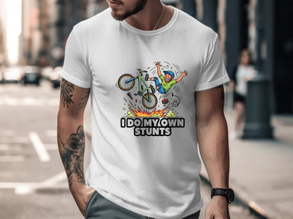 I Do My Own Stunts Funny Mountain Bike Crash Tee