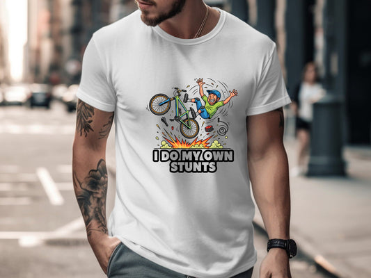 I Do My Own Stunts Funny Mountain Bike Crash Tee