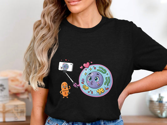 Cell Selfie Funny Biology T-Shirt - Mitosis Cartoon Graphic