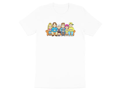 Vintage TV Show Cartoon Friends on Couch Graphic Tee