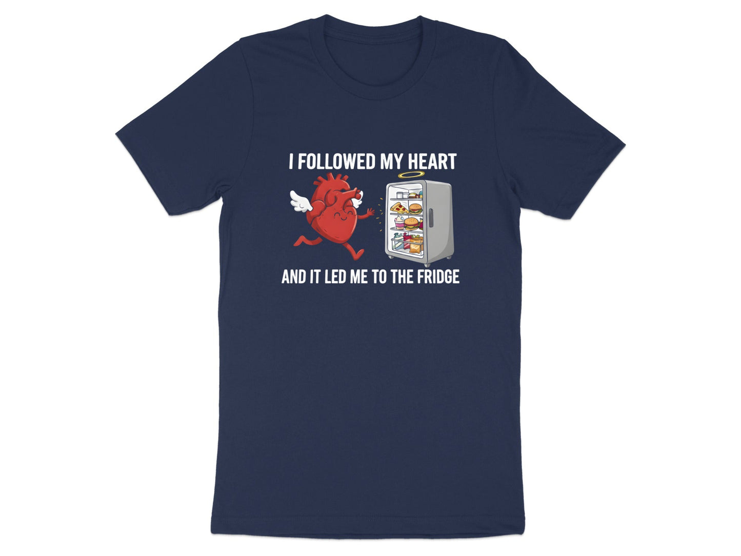 Heart Running To The Fridge Funny Cartoon Tee