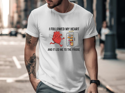Heart Running To The Fridge Funny Cartoon Tee