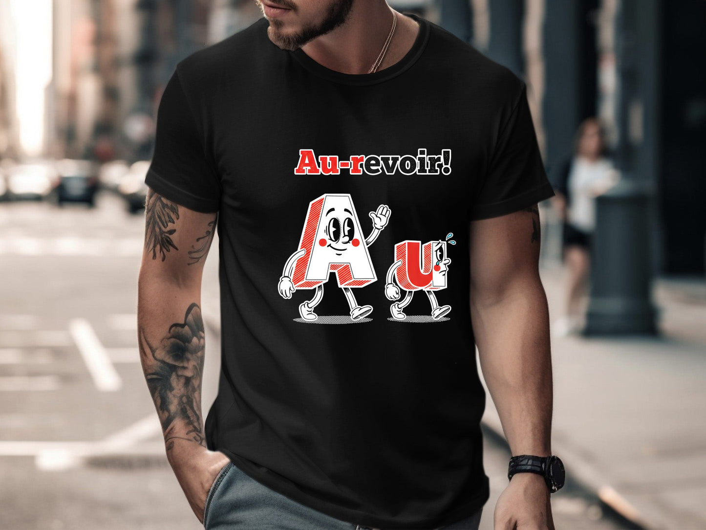 Au-Voir Gold Chemistry Pun Graphic T-Shirt