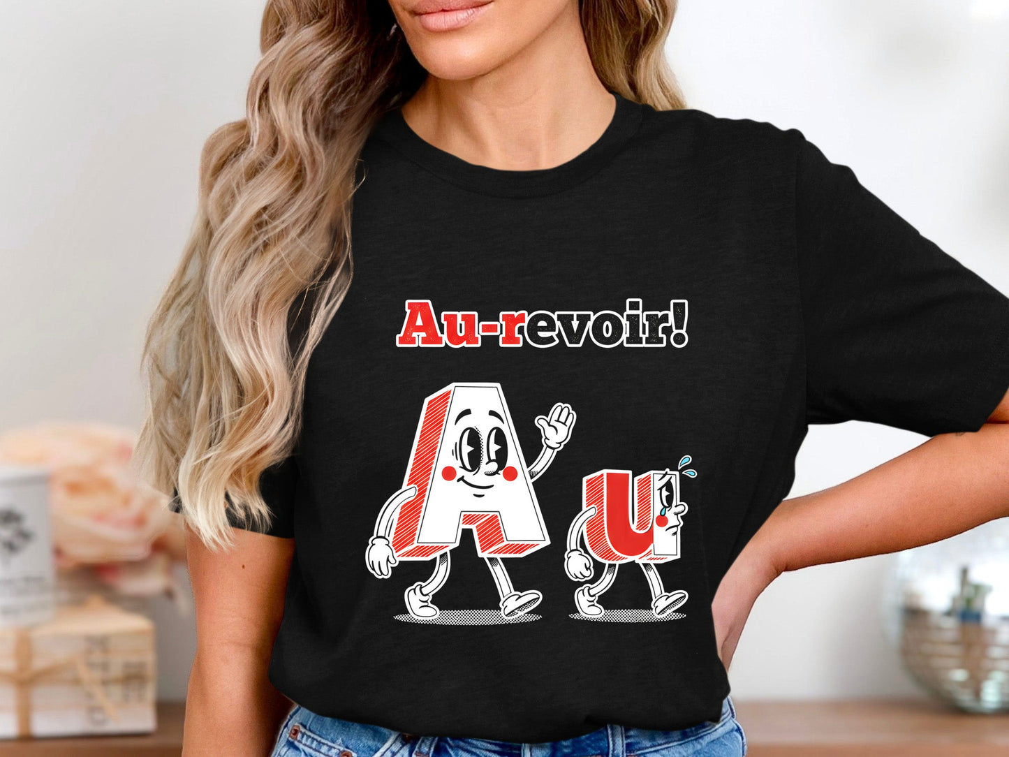 Au-Voir Gold Chemistry Pun Graphic T-Shirt