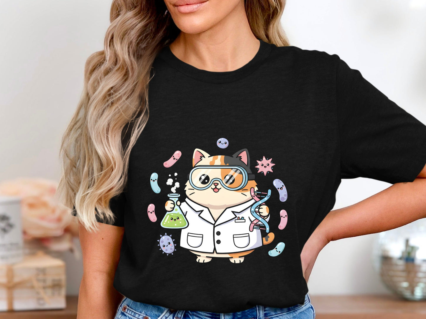 Mad Scientist Cat T-Shirt - Funny Lab Kitten Graphic