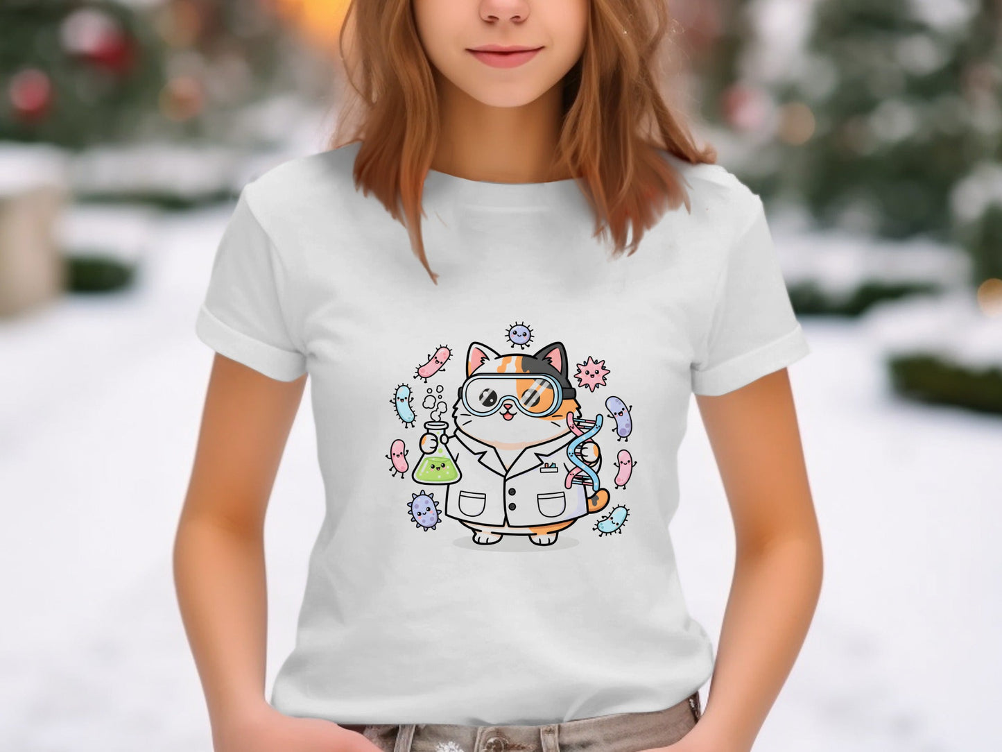 Mad Scientist Cat T-Shirt - Funny Lab Kitten Graphic
