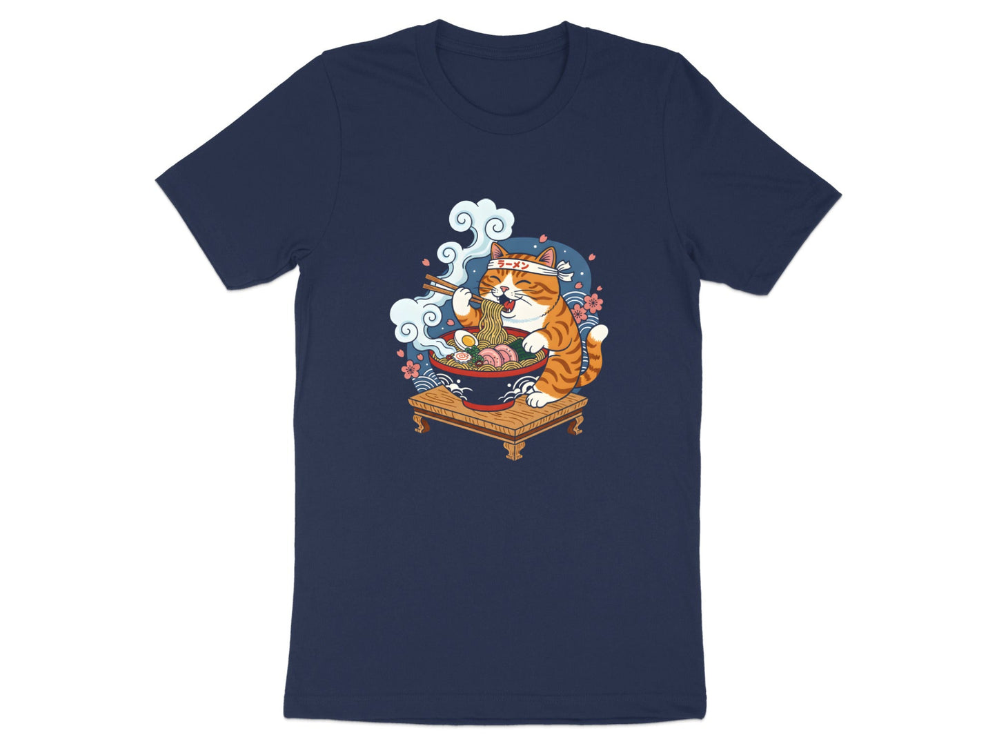 Kawaii Cat Eating Ramen Japanese Noodle T-Shirt