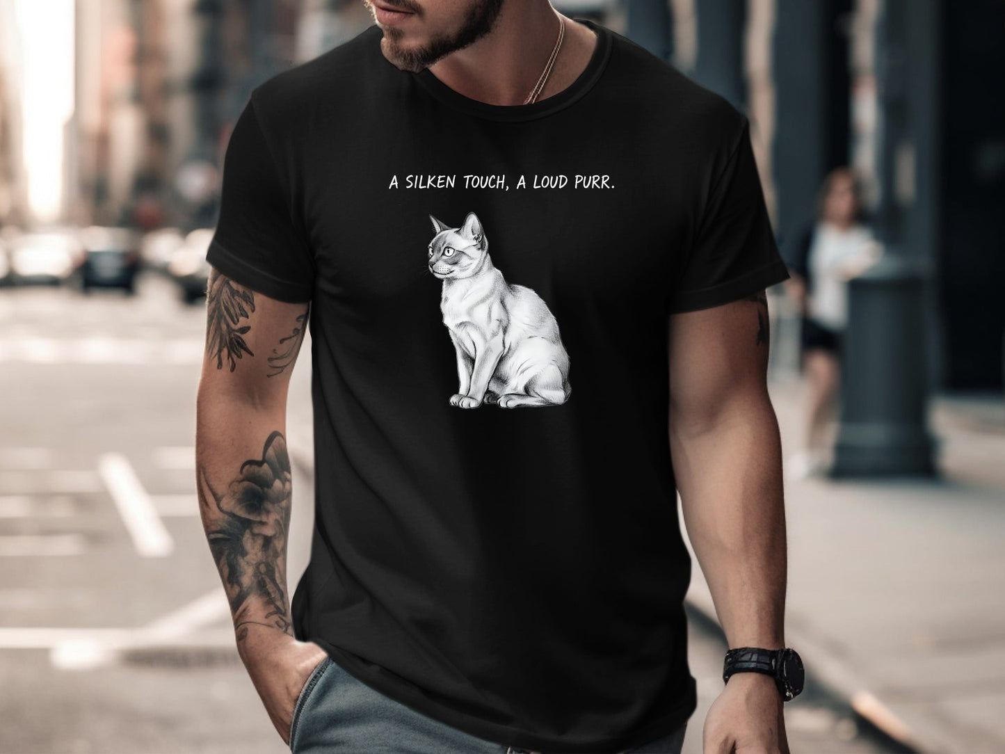 A Silken Touch Cat Pencil Sketch T-Shirt