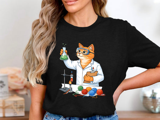 Cat Scientist Chemistry T-Shirt - Funny Science Nerd Tee