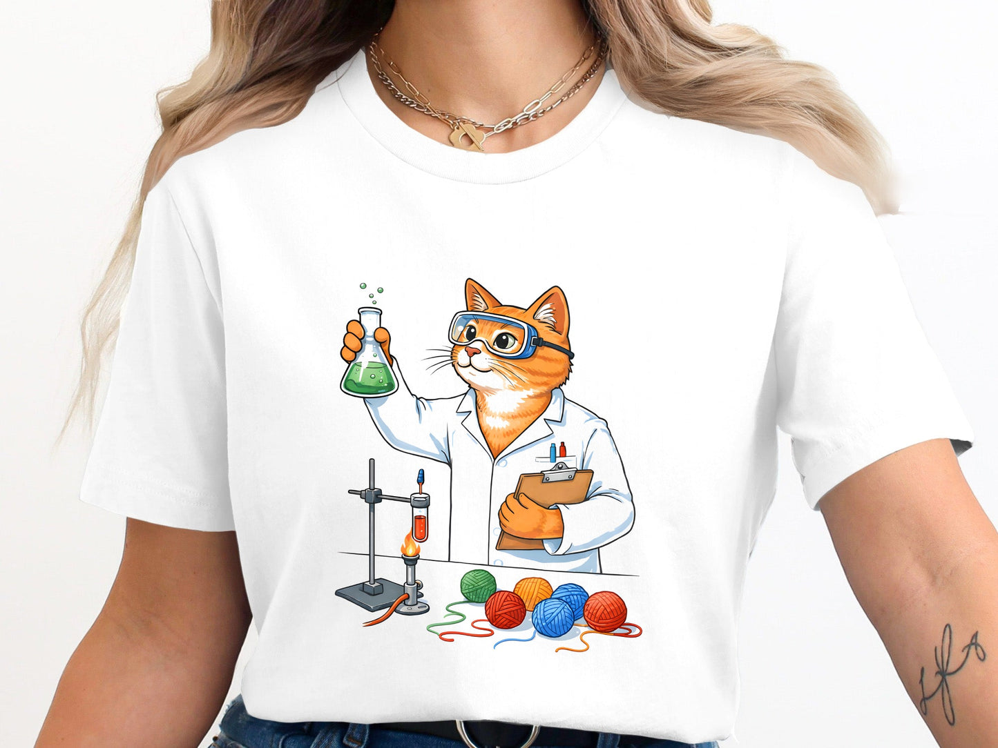 Cat Scientist Chemistry T-Shirt - Funny Science Nerd Tee