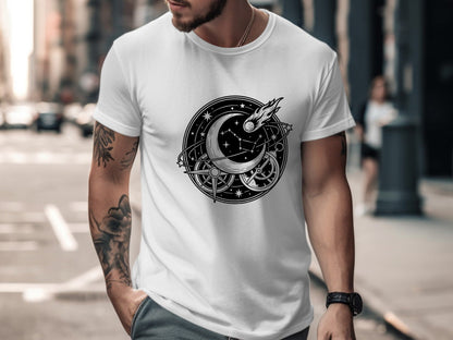 Celestial Navigation Tee – Moon Stars Comet & Compass T-Shirt