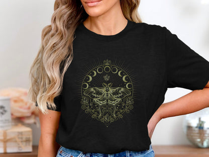 Celestial Moth & Moon Phases Occult T-Shirt