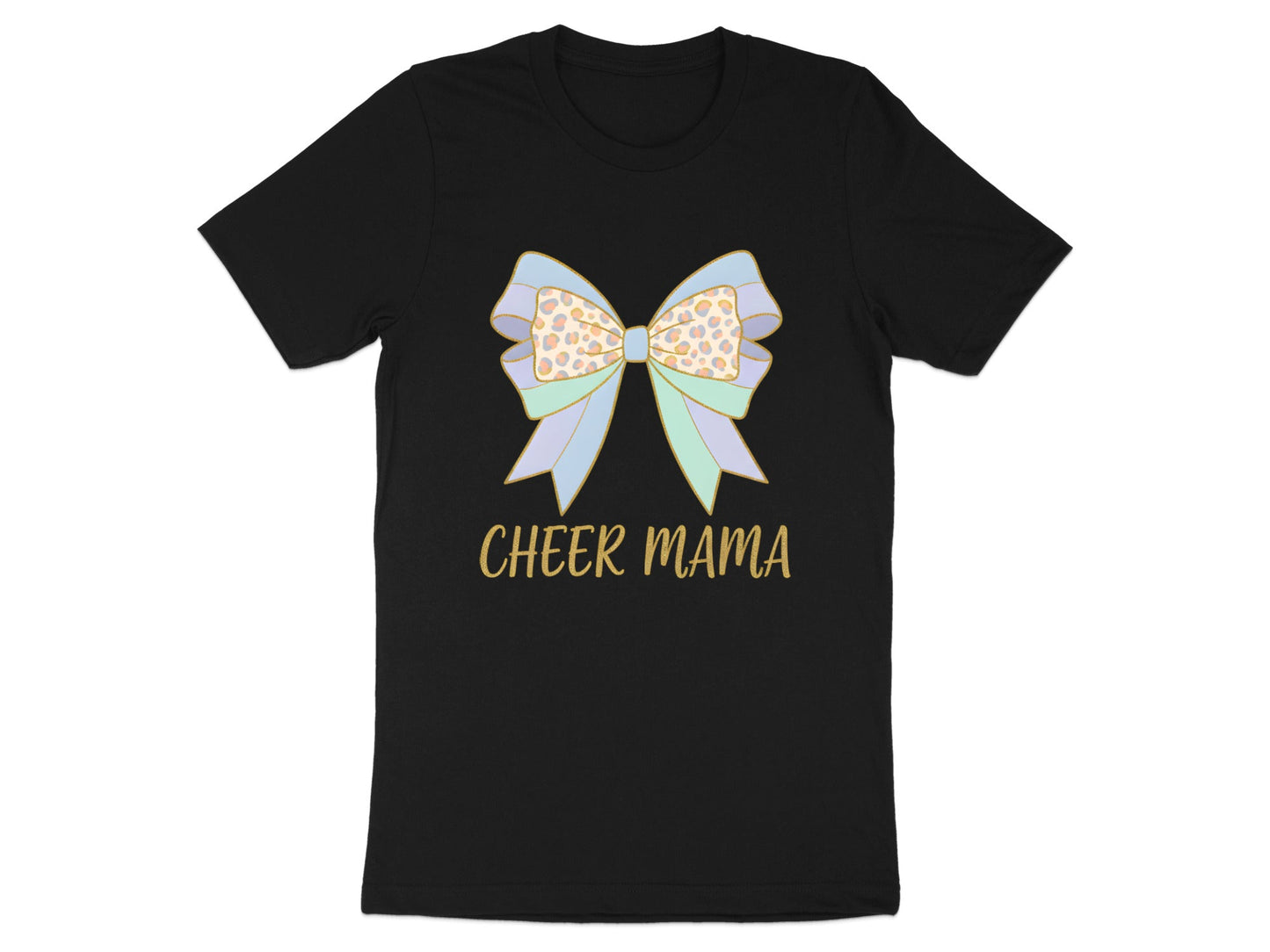 Cheer Mama Leopard Print Bow Tee - Pastel Sideline Sports Shirt