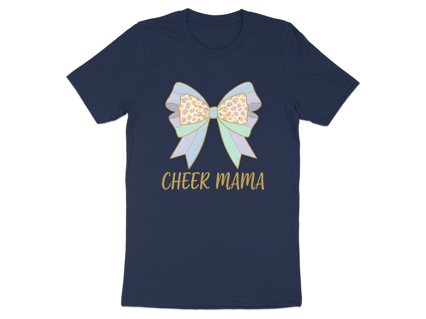 Cheer Mama Leopard Print Bow Tee - Pastel Sideline Sports Shirt