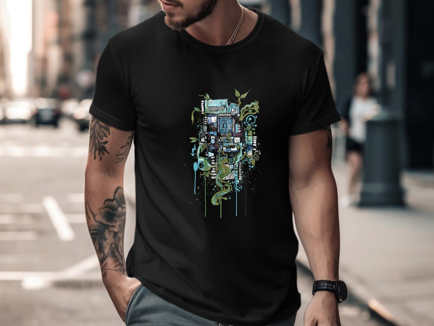 Techno-Nature Circuit Board & Vines Tee
