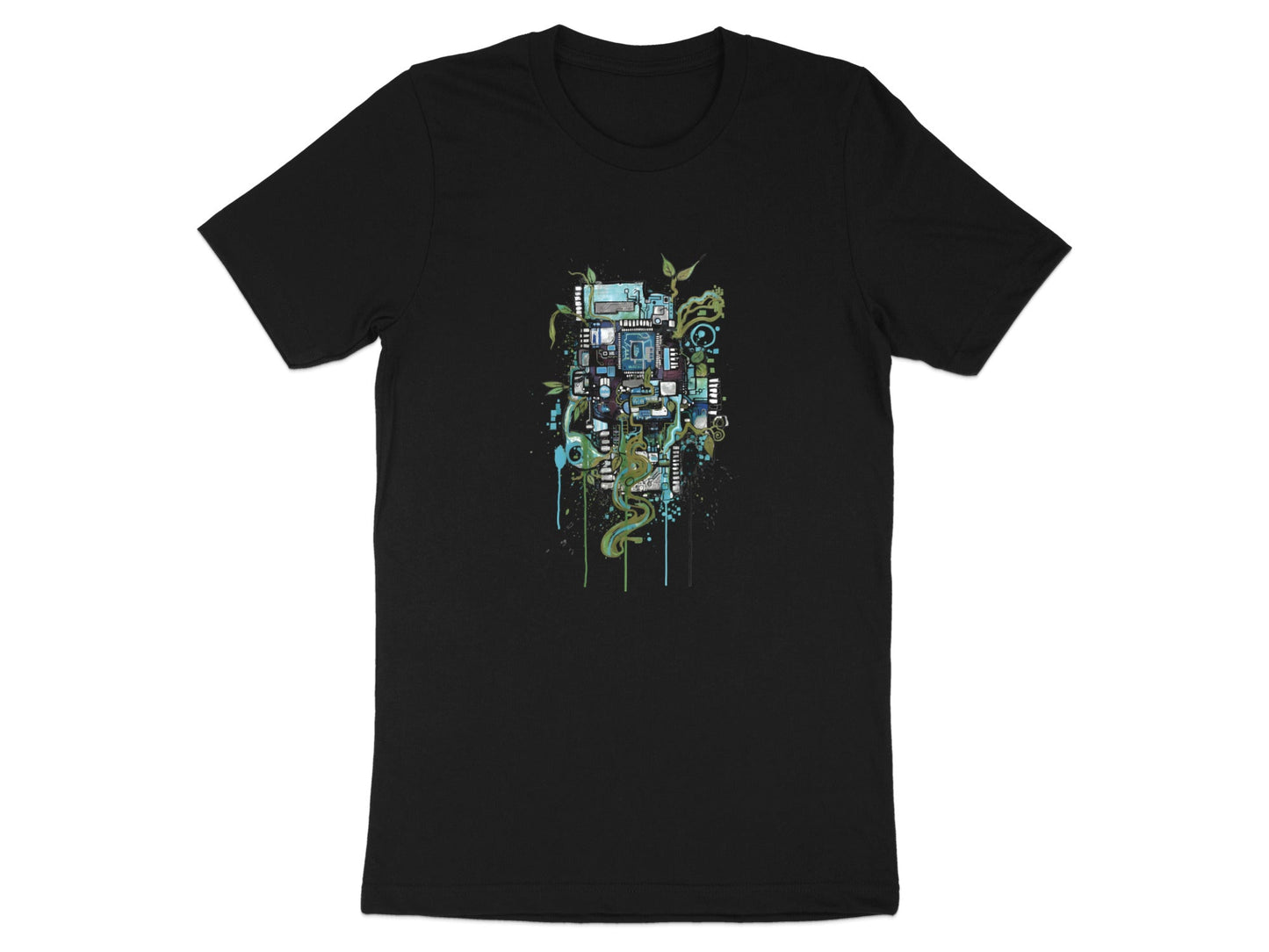 Techno-Nature Circuit Board & Vines Tee