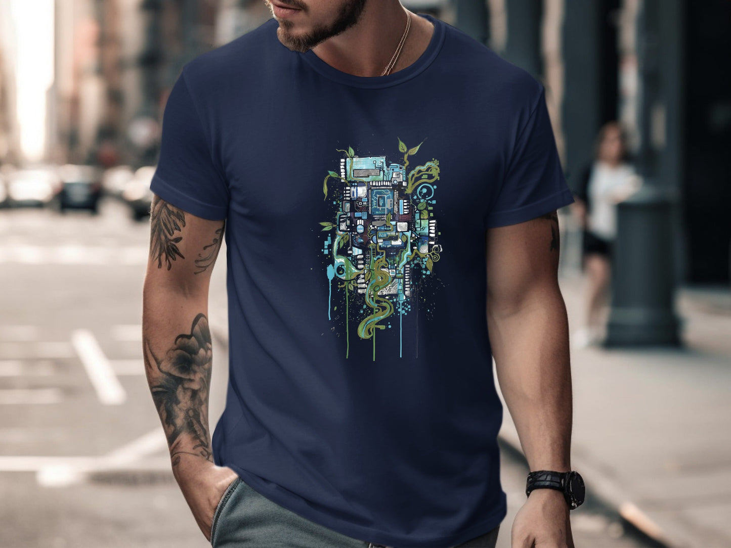 Techno-Nature Circuit Board & Vines Tee
