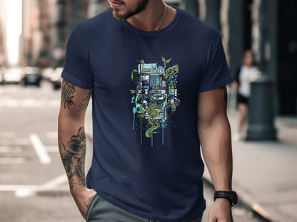 Techno-Nature Circuit Board & Vines Tee