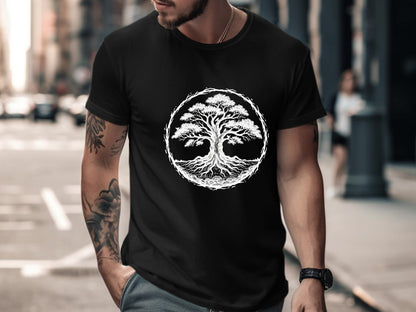 Roots & Branches Art Tree of Life Woodcut T-Shirt