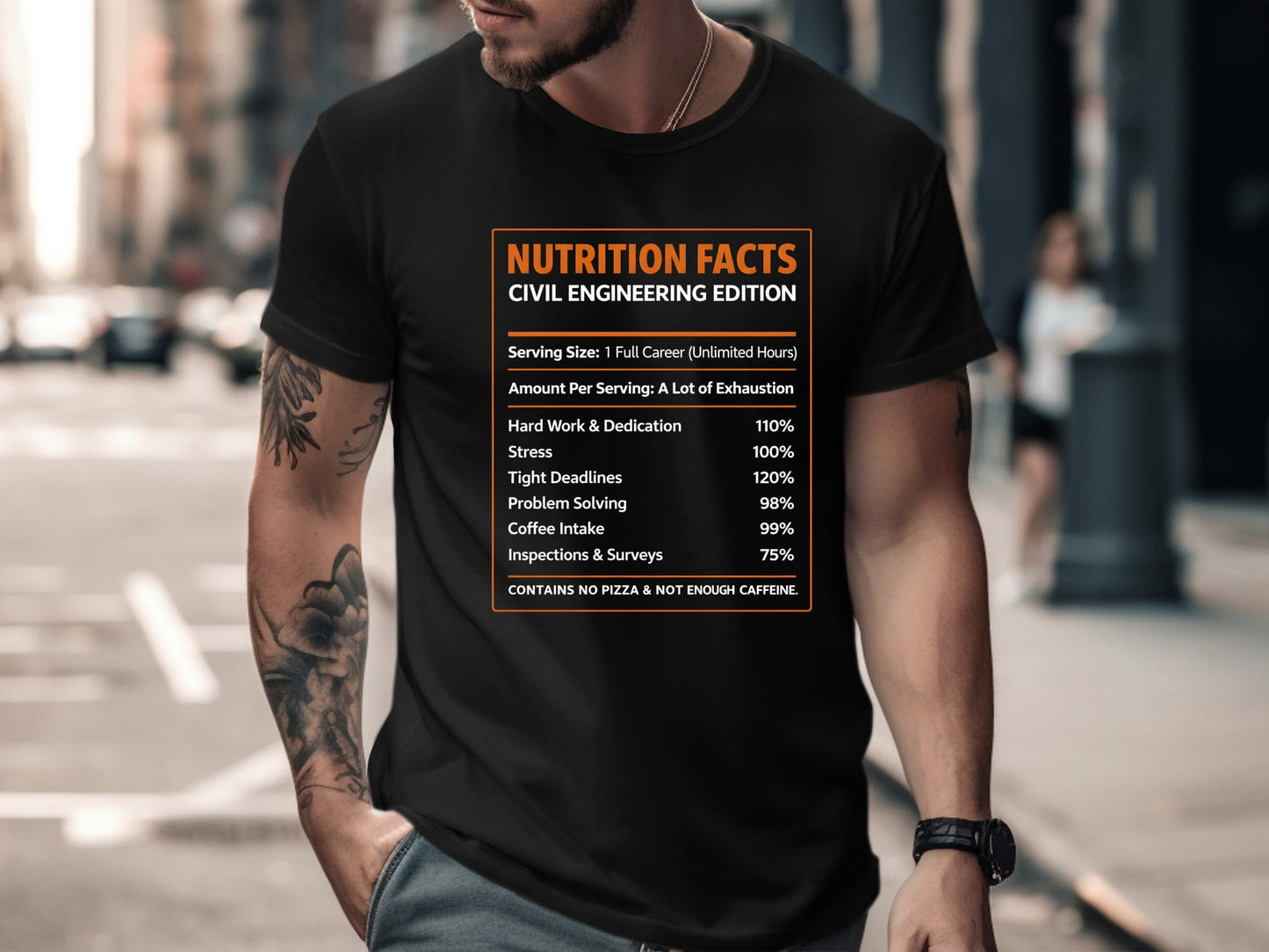 Civil Engineering Nutrition Facts T-Shirt - Hard Work & Coffee Tee