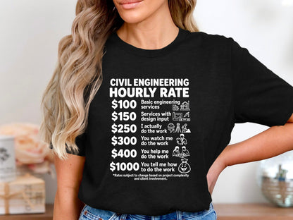 Civil Engineering Hourly Rate T-Shirt - Funny Consultant Fee Tee