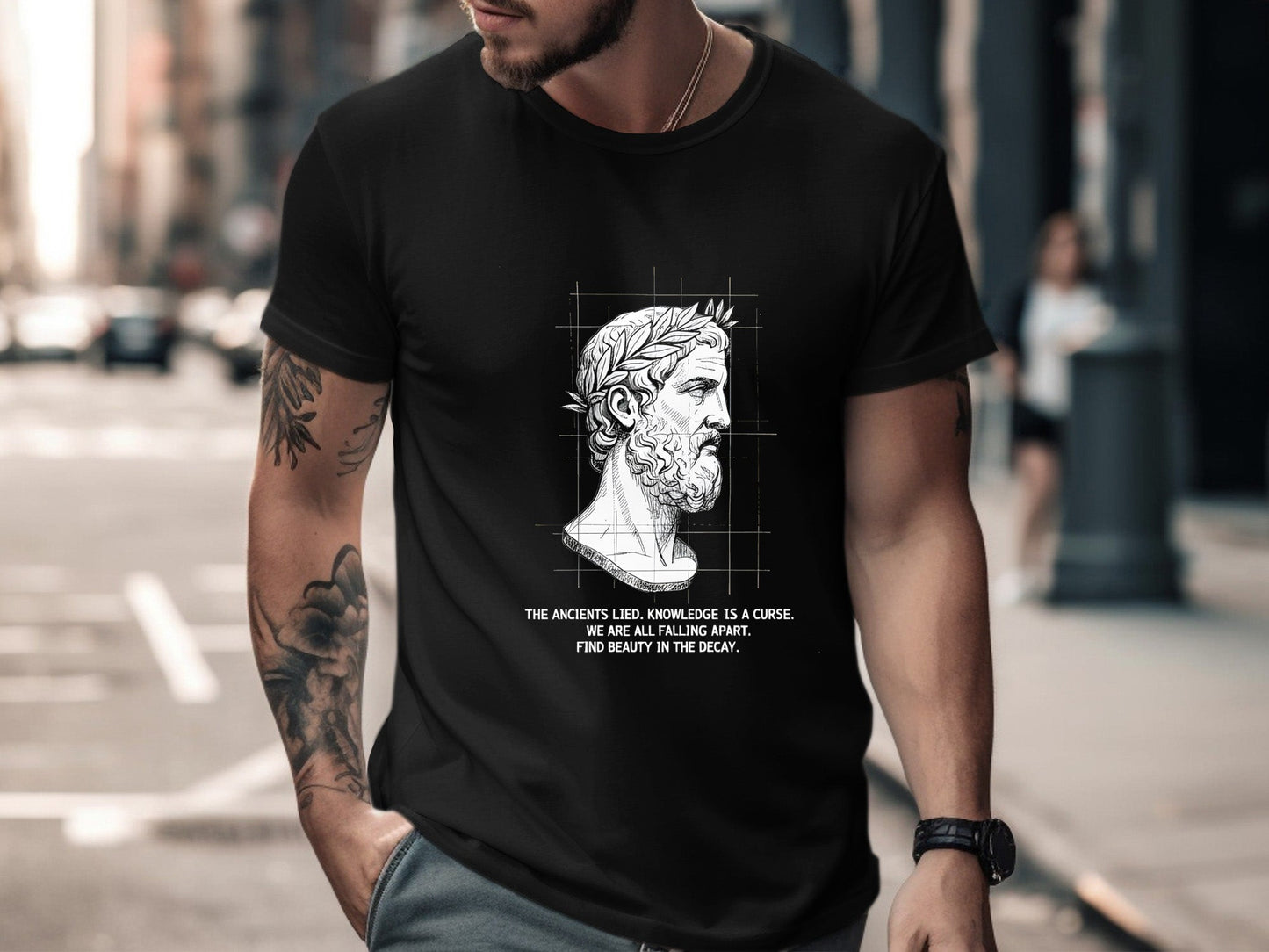 Ancient Philosophy Quote T-Shirt - 'Beauty in the Decay' Tee