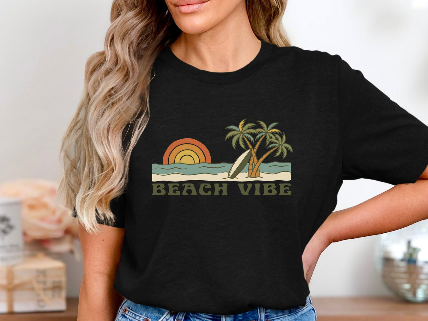 Retro Coastal Vibes 80s Style T-Shirt