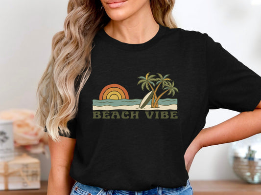 Retro Coastal Vibes 80s Style T-Shirt